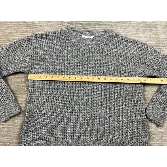 Time and Tru Sweater Womens Large Gray Long Sleeve Polyester Stretch Casual - Picture 4 of 13
